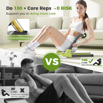 Ab Machine,Sit Up Exercise Equipment, Workout Equipment,Adjustable Ab Trainer with 3 Resistance Levels and Removable Auxiliary Handle,Home Gym