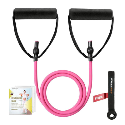 RitFit Single Resistance Exercise Band with Comfortable Handles - Ideal for Physical Therapy, Strength Training, Muscle Toning - Door Anchor and Starter Guide Included