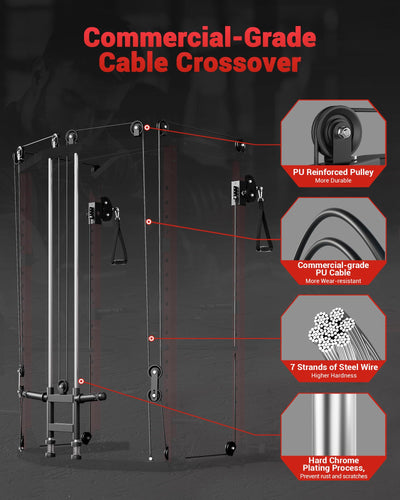 GarveeLife Power Cage, Multi-Functional Power Racks for Home Gym with Cable Crossover System, 1600 LBS Weight Capacity Fitness Squat Rack for Strength Workout with More Training Attachment
