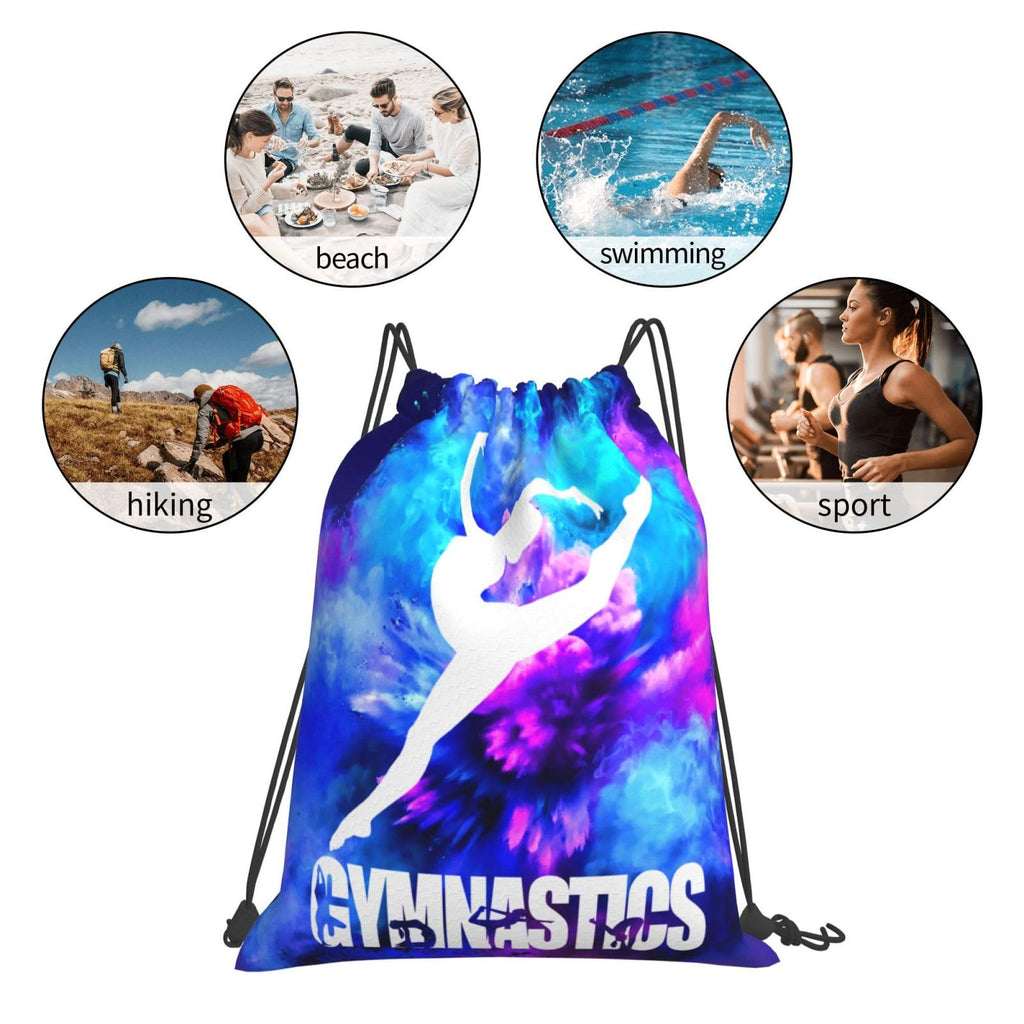 Gymnastics Drawstring Backpack Light Gym String Bag Pink Water Resistant Sackpack Sport Yoga Daypack For Womens Mens