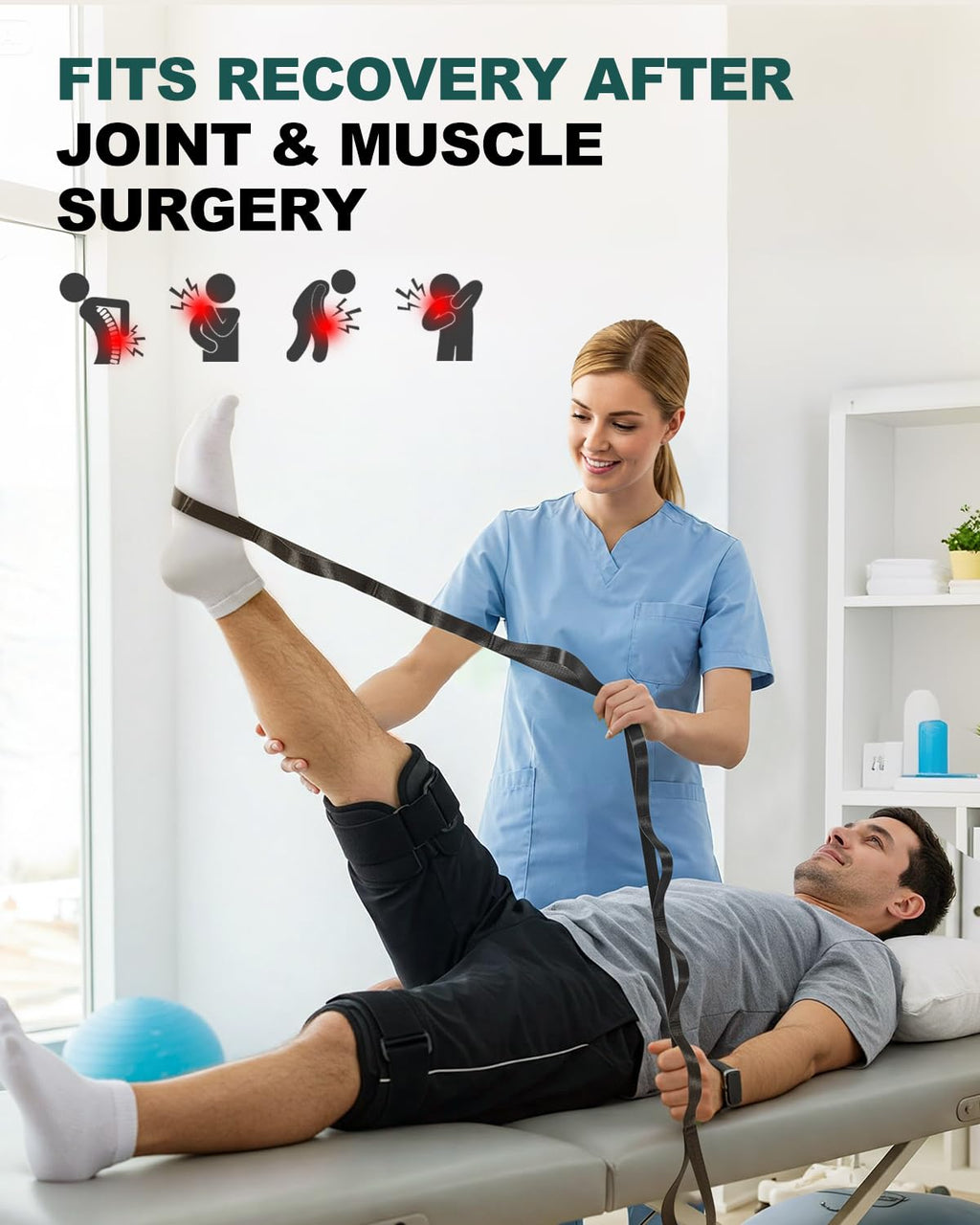 Trideer Stretching Strap Yoga Strap Physical Therapy for Home Workout, Exercise, Pilates and Gymnastics, 10 Loops Non-Elastic Stretch Bands with Aesthetic Packaging for Women & Men