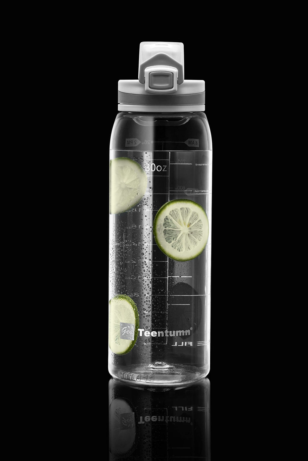 30oz Sport Water Bottle with Time Markers, Large Durable Gym Plastic Bottle Tritan BPA Free for Fitness, Outdoor Enthusiasts, Leakproof Gray (Pack of 1)
