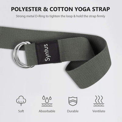 Syntus Yoga Block and Yoga Strap Set, 2 Soft Non-Slip Yoga Blocks 9×6×4 inches, 8FT Metal D-Ring Strap for Yoga, General Fitness, Pilates, Stretching and Toning