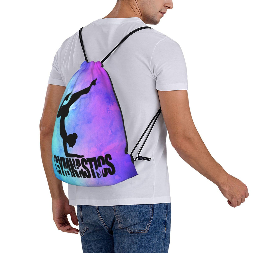 Gymnastics Drawstring Backpack Light Gym String Bag Pink Water Resistant Sackpack Sport Yoga Daypack For Womens Mens