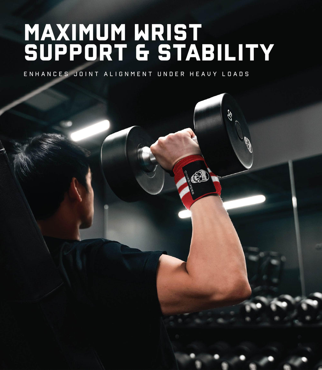 Gymreapers Weightlifting Wrist Wraps (IPF Approved) 18" Professional Quality Wrist Support with Heavy Duty Thumb Loop - Best Wrap for Powerlifting Competition, Strength Training, Bodybuilding