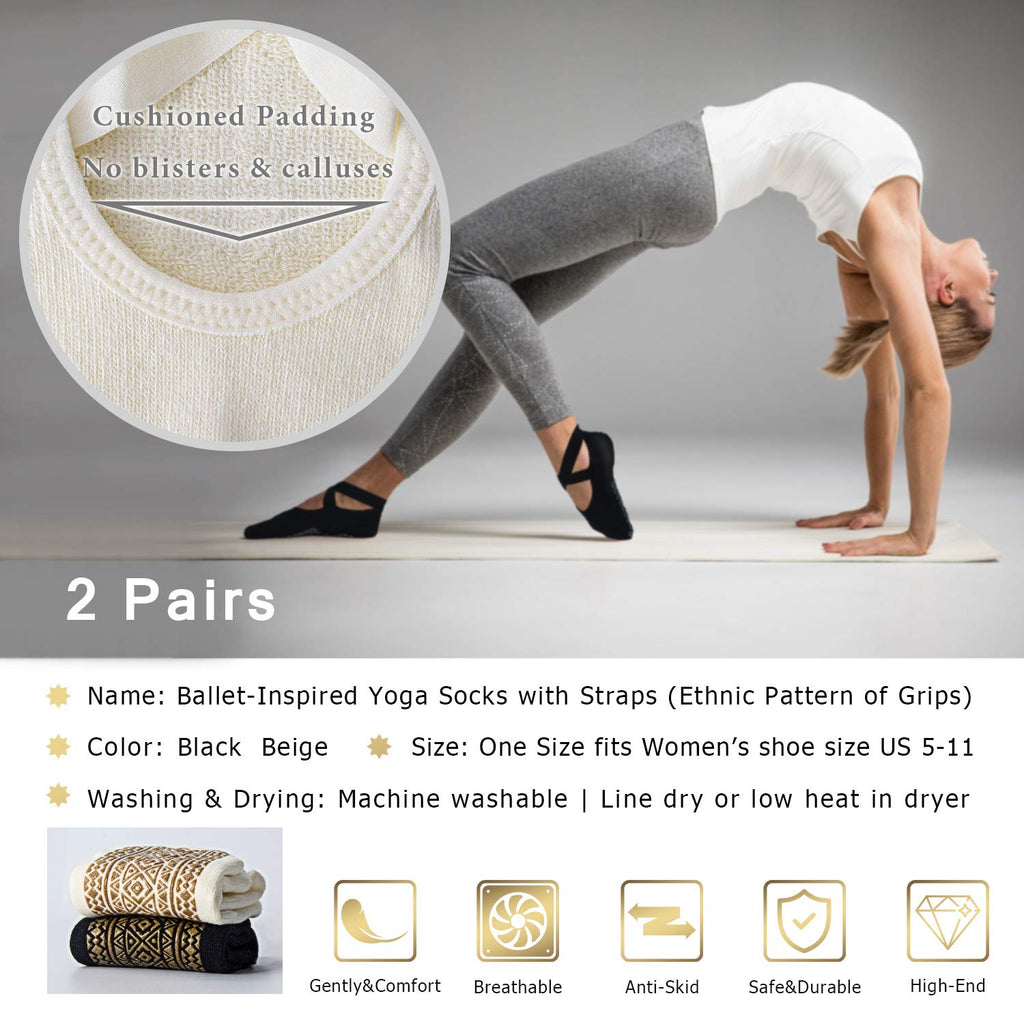 Ozaiic Pilates Socks for Women Non Slip Grip, Yoga Socks with Grippers for Barre, Hospital, Ballet, Dance, Barefoot Workout