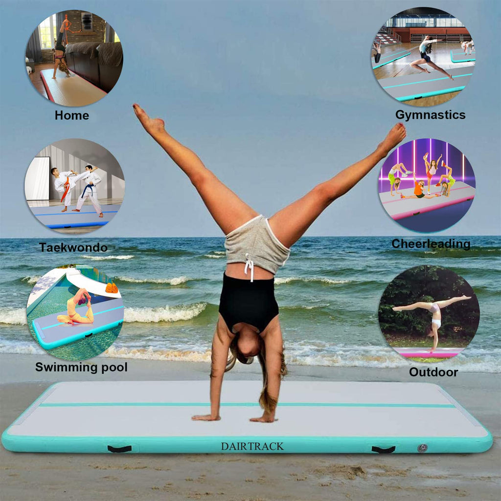 DAIRTRACK Inflatable Gymnastics Air Mat 10ft/13ft/16ft/20ft Tumble Track Tumbling Mats for Home Use/Gym/Training/Cheerleading/Yoga/Water