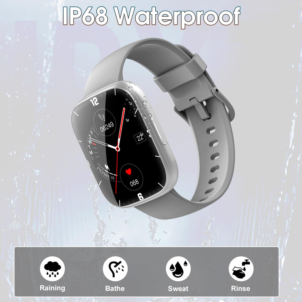 Smart Watch for Men Women(Answer/Make Calls), 1.95" HD Touch Screen Fitness Watch with Sleep Heart Rate Monitor, 110+ Sports Modes, IP68 Waterproof Activity Trackers Compatible with Android iOS, Black