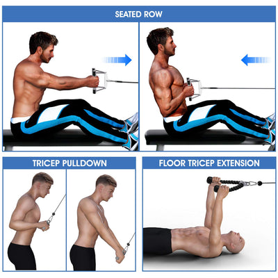 Yes4All Cable Machine Attachment, Row Handles, Tricep Rope, Straight Bar, V Bar, LAT Pulldown Accessories Load 880 LB for Home Gym