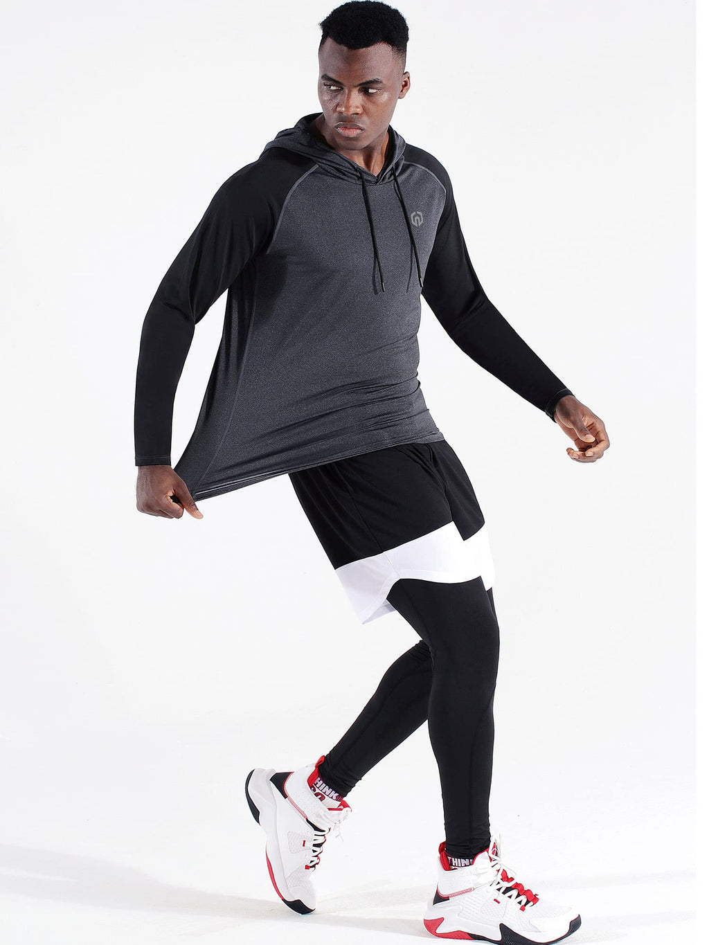 NELEUS Men's Dry Fit Athletic Shirt Workout Running Long Sleeve Shirts with Hoods