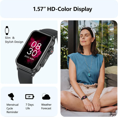 FITVII Nexa Fitness Tracker Answer/Make Calls, Smart Watch with Blood Pressure, Blood Oxygen, 24/7 Heart Rate Monitor, 120+ Sport Mode Activity Tracker with Step Counter, Sleep Tracker for Women Men