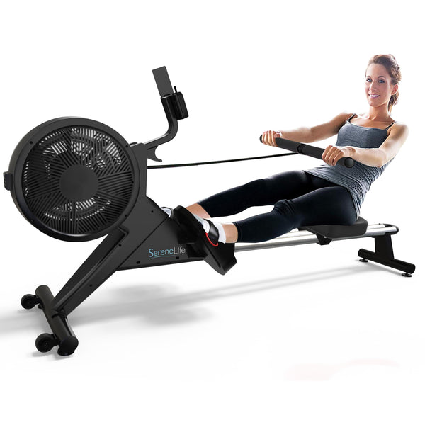 SereneLife Smart Rowing Machine-Home Machine with Smartphone Fitness Monitoring App, Magnetic Row Machine for Gym or Home Use, 16 Levels Resistance