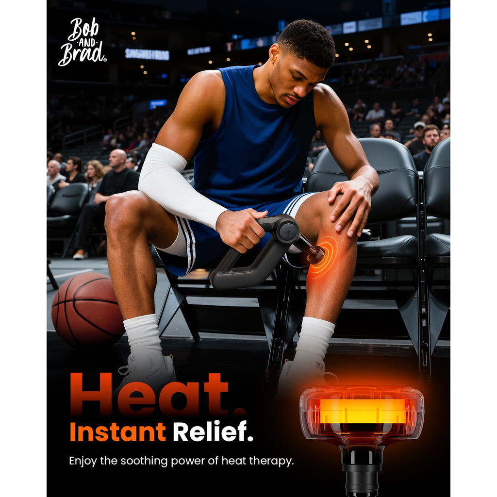 BOB AND BRAD D5 Pro Plus Massage Gun with Heat, FSA Eligible/HSA Eligible, 13mm Amplitude Deep Tissue Percussion Massage Gun with Max Power for Muscle Therapy, Professional Muscle Massager, Ideal Gift