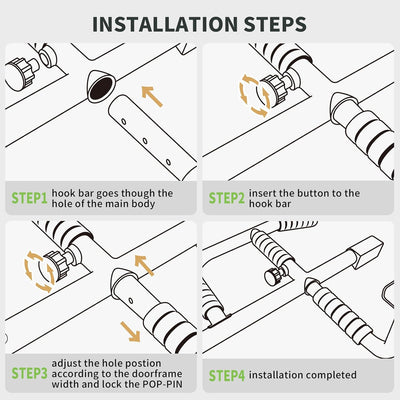 New Upgrade Pull Up Bar for Doorway with Ergonomic Grip - Upto 440 Lbs Capacity, No Screwing or Slipping - USA Original Patent, Designed, Shipped, Warranty