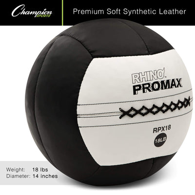 Champion Sports Rhino Slam Ball, 4-30 lb. Non-Slip Grip, Weightlifting, Crossfit, Home Gym, Fitness, 14" Diameter Balls, Optional Storage Rack/Tree Sold Separately