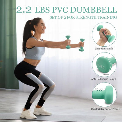 Pilates Equipment Kit for Home Workout, Pilates Ring and Ball Set with 2.2lb *2 Dumbbells, Fabric Resistance Bands, Tape Measure, Bag, Pilates Essentials Accessories for Women Yoga