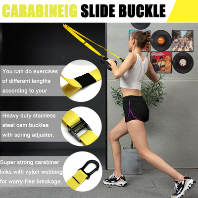 Bodyweight Resistance Training Straps, Complete Home Gym Fitness Trainer kit for Full-Body Workout, Included Door Anchor, Extension Strap, Fitness Guide