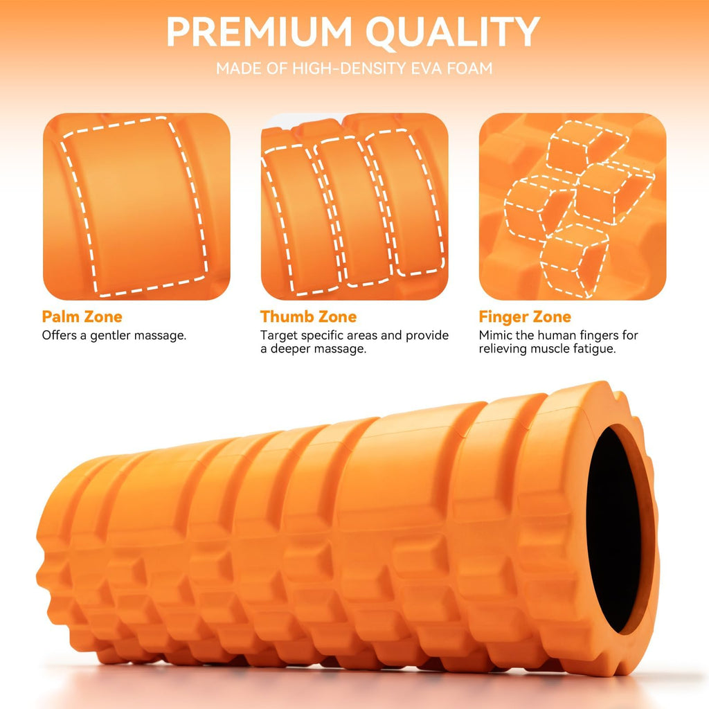 Foam Roller for Muscle Massager, Patented 13" High Density Exercise Roller for Muscle and Myofascial Trigger Point Release, Yoga, Back Roller for Fitness, Yoga (Purple)