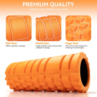 Foam Roller for Muscle Massager, Patented 13" High Density Exercise Roller for Muscle and Myofascial Trigger Point Release, Yoga, Back Roller for Fitness, Yoga (Purple)