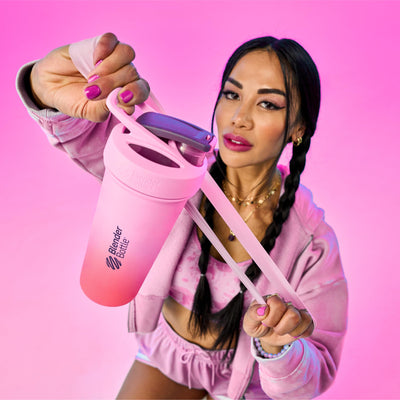 BlenderBottle Strada Shaker Cup Insulated Stainless Steel Water Bottle with Wire Whisk, 24-Ounce, Black