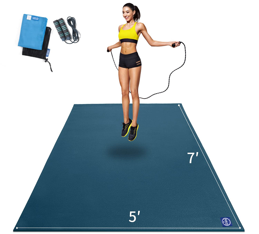 MRO Extra Large Exercise Mat 12'x7'/9'x7'/7'x7'/7'x5'(7mm), High-Density Workout Mats for Home Gym Flooring, Non-Slip, Extra Thick Durable Cardio Mat, Ideal for Plyo, MMA, Jump Rope - Shoe Friendly