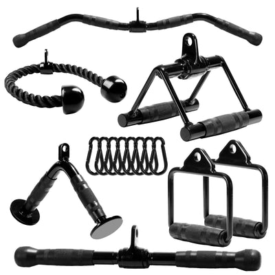 Yes4All Cable Machine Attachment, Row Handles, Tricep Rope, Straight Bar, V Bar, LAT Pulldown Accessories Load 880 LB for Home Gym