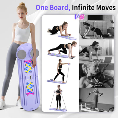 Pilates Board, Foldable Pilates Reformer Set for Home Workout with Timer, Multifunctional Portable Reformer Pilates Machine at Home Pilates Equipment