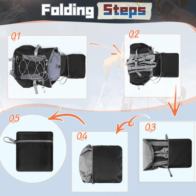 RAINSMORE Foldable Hiking Backpack for Women Men Packable Camping Backpack 40L Waterproof Hiking Daypack Bag Lightweight Collapsible Daypack for Travel Trekking Mountaineering Large Capacity Black