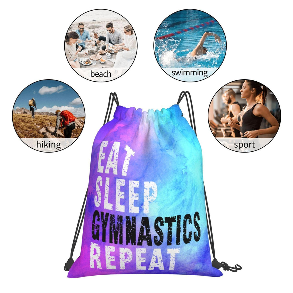 Gymnastics Drawstring Backpack Light Gym String Bag Pink Water Resistant Sackpack Sport Yoga Daypack For Womens Mens
