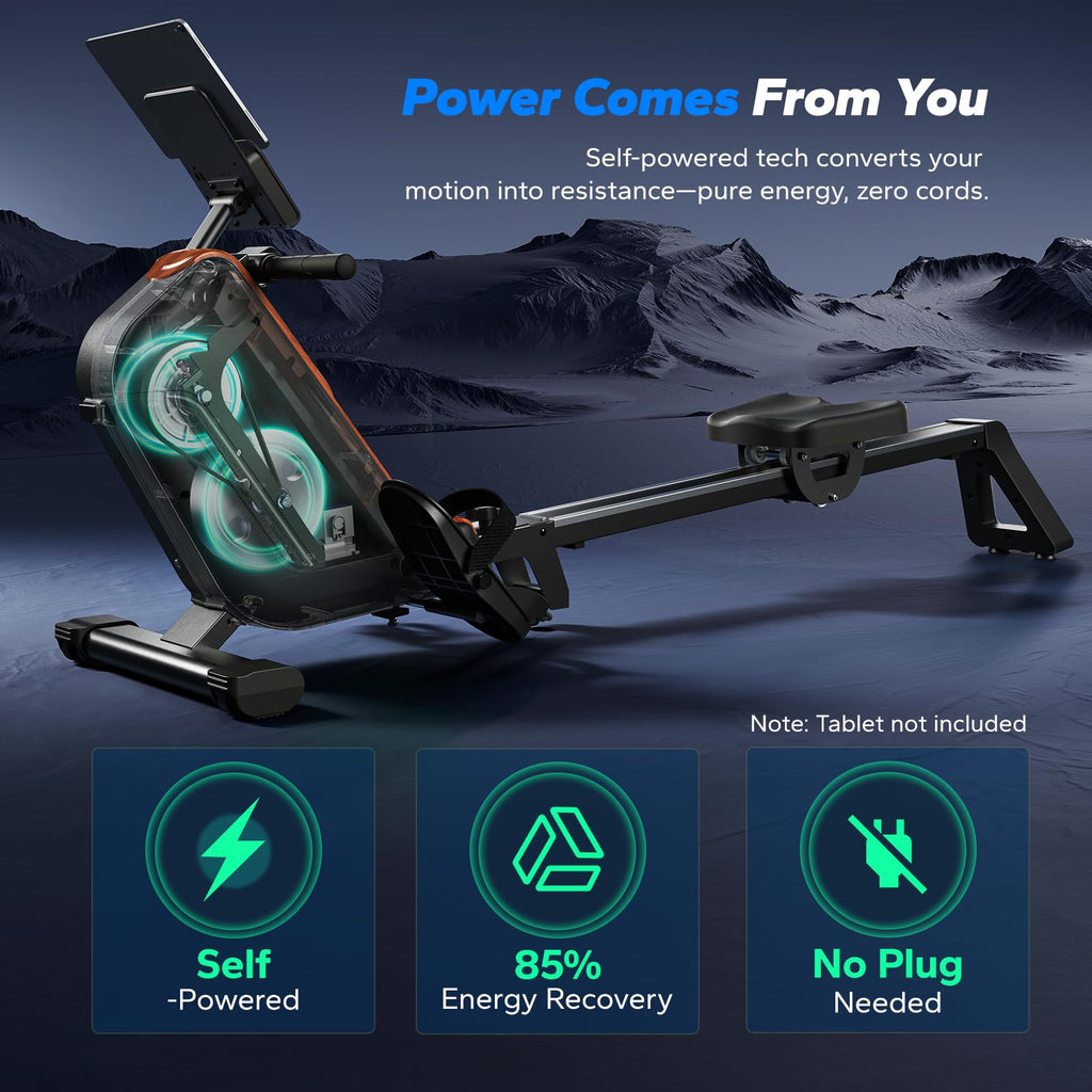 MERACH Rowing Machines for Home, Powerful Electromagnetic Row Machine with 51.2" Extended Rail, 16-Level Handle Resistance Adjustment Rower, 350 LBS Load Capacity, Ergonomic Comfort Seat, Easy Storage