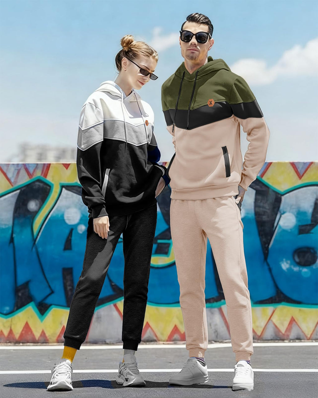 Mens Hoodie Tracksuit Set 2 Pieces Athletic Fleece Hooded Sweatsuit Casual Outfit Sweatshirt and Joggers Set