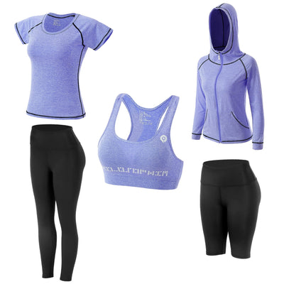 Women Workout Clothes Set 5 PCS Exercise Athletic Outfits Set