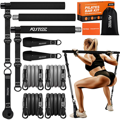 Pilates Bar Kit with Resistance Bands, Pilates Equipment, Multifunctional Pilates Bar for Women & Men, Pilates kit for Hip, Back, Arm, Full-Body Workouts, Home Gym Strength Training Equipment