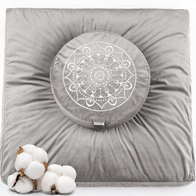 Hihealer Meditation Cushion, Traditional Tibetan Meditation Pillow Velvet Cover - Large Floor Cushion Seating for Adults - Yoga Buckwheat Bolster for Women、Moms