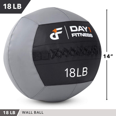 Day 1 Fitness Soft Wall Medicine Ball 18 Pounds - for Exercise, Rehab, Core Strength, Large Durable Balls for Floor Exercises, Stretching