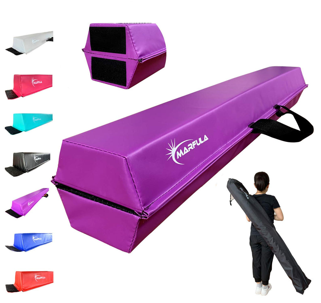 MARFULA Balance Beam - Folding Floor Gymnastics Equipment for Kids, Non Slip Base - 6 FT to 10 FT for Home Gym Use