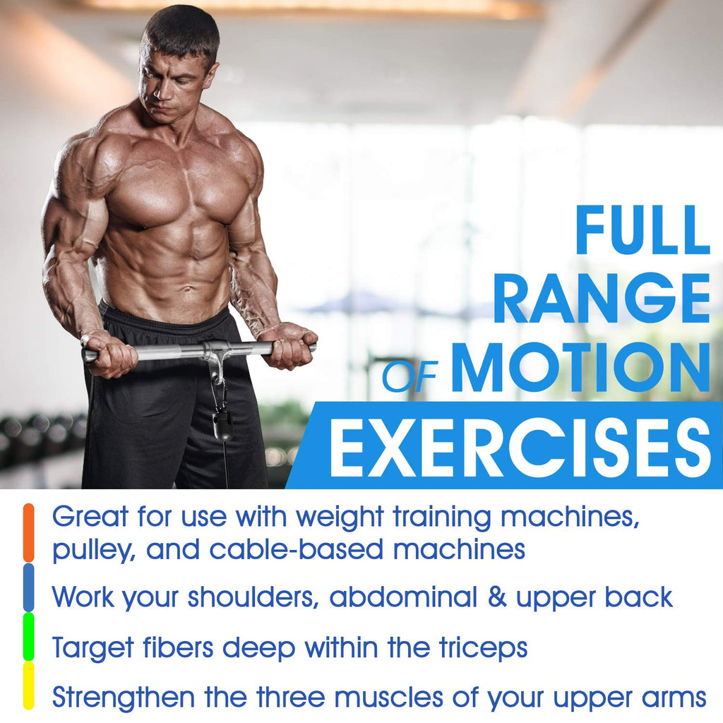 Yes4All Cable Machine Attachment, Row Handles, Tricep Rope, Straight Bar, V Bar, LAT Pulldown Accessories Load 880 LB for Home Gym