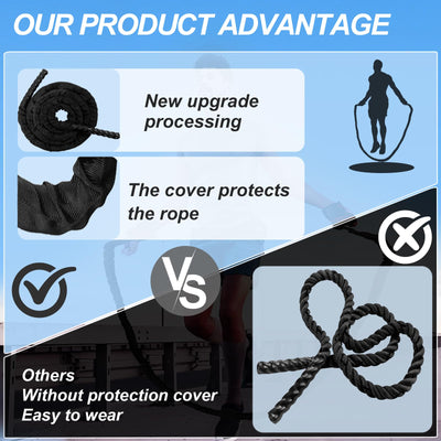 Battle Ropes for Home Gym Exercise: 1 Inch Diameter 9.2 FT Length Workout Rope Exercise Rope Training Ropes with Protective Sleeve for Kids Men Women Exercise Fitness & Strength Training