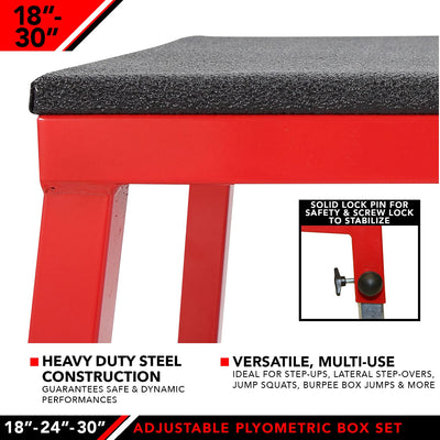 JFIT Plyometric Boxes - Made in Taiwan NO Assembly Required Single - Height Box Set and Adjustable Box Options Plyometric Platform and Jumping Agility Box for Training Conditioning Strength Training