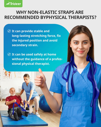 Trideer Stretching Strap Yoga Strap Physical Therapy for Home Workout, Exercise, Pilates and Gymnastics, 10 Loops Non-Elastic Stretch Bands with Aesthetic Packaging for Women & Men