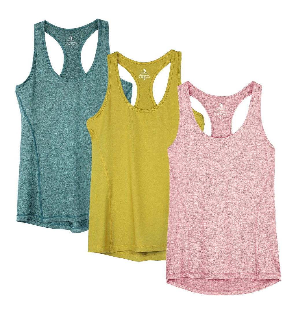 icyzone Women's Racerback Workout Athletic Running Tank Tops (Pack of 3)