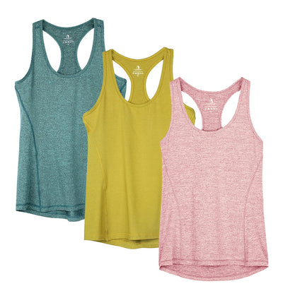 icyzone Women's Racerback Workout Athletic Running Tank Tops (Pack of 3)