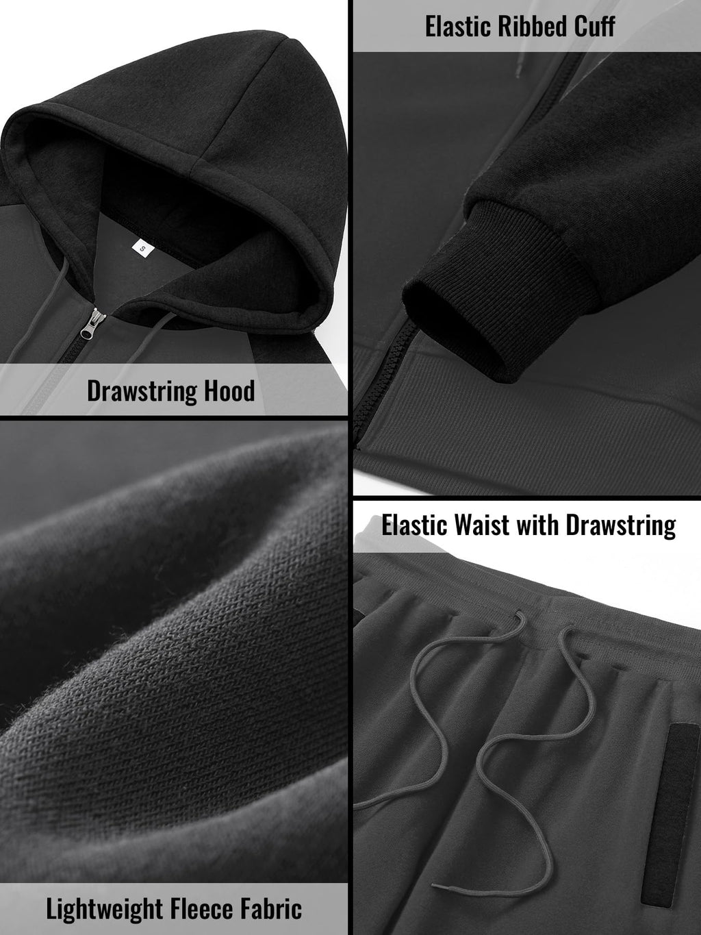 Men's Tracksuit 2 Pieces Set Zip Up Hoodie Sweatsuits Athletic Jogging Suit Set Casual Outfit with Pockets