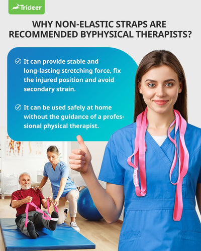 Trideer Stretching Strap Yoga Strap Physical Therapy for Home Workout, Exercise, Pilates and Gymnastics, 10 Loops Non-Elastic Stretch Bands with Aesthetic Packaging for Women & Men