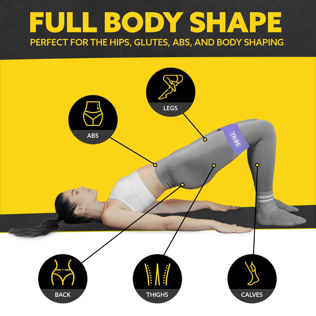 Tribe Lifting Fabric Resistance Bands for Glutes & Legs | 5 Fabric Workout Bands Set | Thick Booty Bands for Squats, Lunges, Hip Training, Physical Therapy & Home Workouts