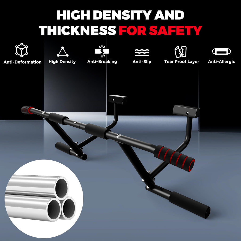 ONETWOFIT Pull Up Bar for Doorway, 440 lbs Heavy Duty Upper Body Fitness Workout Bar for Home Gym Exercise, Multi-Grip Strength Wall Mounted Door Frame Chin-Up Bar for Almost All Doors