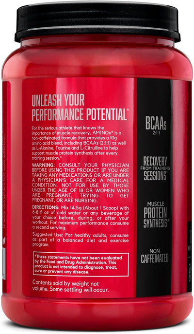 BSN Amino X Muscle Recovery & Endurance Powder with BCAAs, 10 Grams of Amino Acids, Keto Friendly, Caffeine-Free, Support Endurance, Zero Sugar, Grape, 30 servings, 15.34 Ounce (Packaging May Vary)
