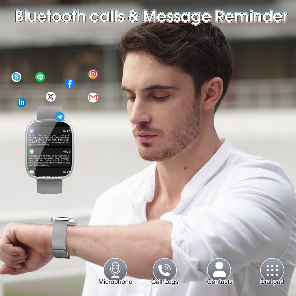 Smart Watch for Men Women(Answer/Make Calls), 1.95" HD Touch Screen Fitness Watch with Sleep Heart Rate Monitor, 110+ Sports Modes, IP68 Waterproof Activity Trackers Compatible with Android iOS, Black