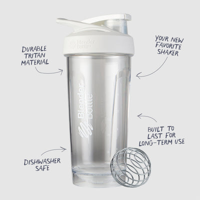 BlenderBottle Strada Tritan Shaker Bottle with Locking Lid, 28-Ounce, White