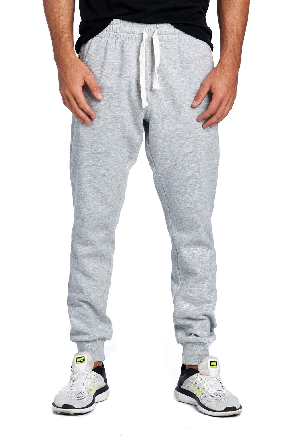PROGO USA Men's Joggers Sweatpants Basic Fleece Marled Jogger Pant Elastic Waist